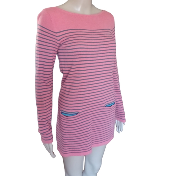Boden Women's Long Sleeved Top Boat Neck Pink Striped Stretchy Pockets Size 2 - Picture 7 of 10